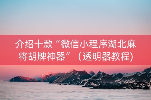 介绍十款“微信小程序湖北麻将胡牌神器”（透明器教程)