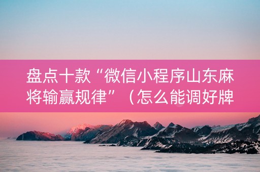 盘点十款“微信小程序山东麻将输赢规律”（怎么能调好牌)