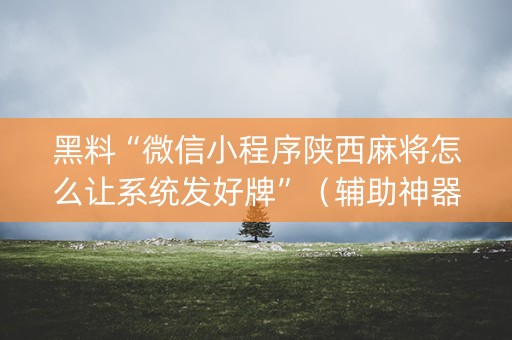 黑料“微信小程序陕西麻将怎么让系统发好牌”（辅助神器免费)