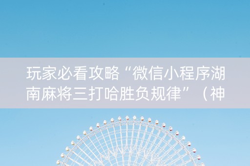 玩家必看攻略“微信小程序湖南麻将三打哈胜负规律”（神器通用版)