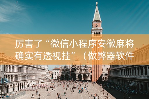 厉害了“微信小程序安徽麻将确实有透视挂”（做弊器软件下载)