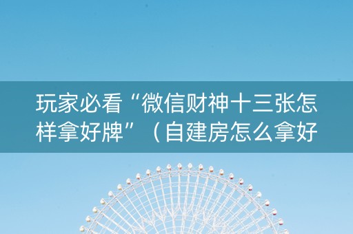 玩家必看“微信财神十三张怎样拿好牌”（自建房怎么拿好牌)