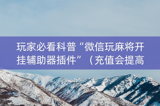 玩家必看科普“微信玩麻将开挂辅助器插件”（充值会提高胜率么)