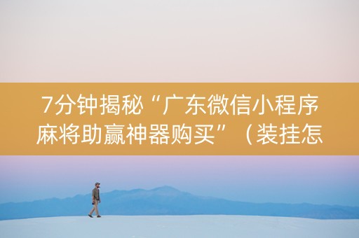 7分钟揭秘“广东微信小程序麻将助赢神器购买”（装挂怎么安装)