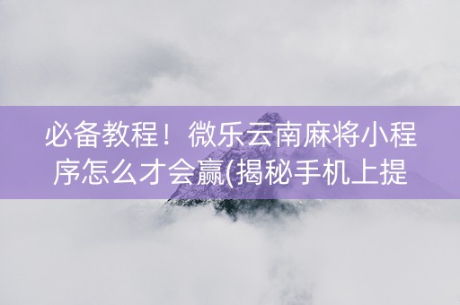 必备教程！微乐云南麻将小程序怎么才会赢(揭秘手机上提高胜率)