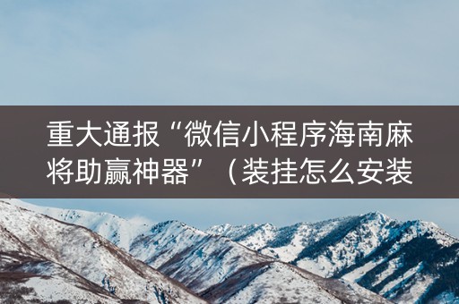 重大通报“微信小程序海南麻将助赢神器”（装挂怎么安装)