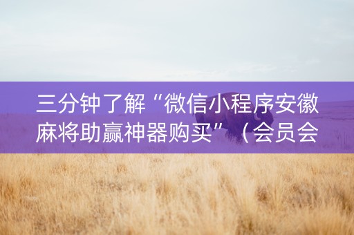 三分钟了解“微信小程序安徽麻将助赢神器购买”（会员会提高胜率吗)