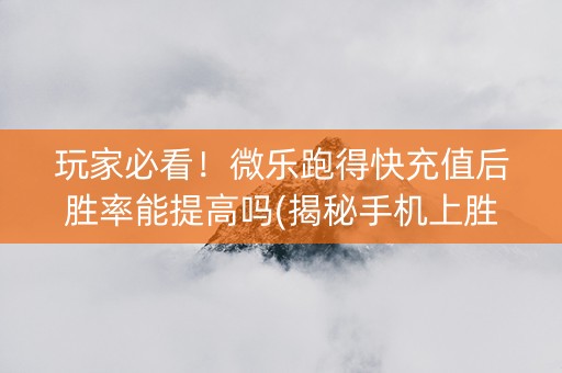 玩家必看！微乐跑得快充值后胜率能提高吗(揭秘手机上胜率到哪调)