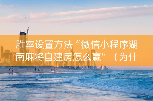 胜率设置方法“微信小程序湖南麻将自建房怎么赢”（为什么有人一直赢)