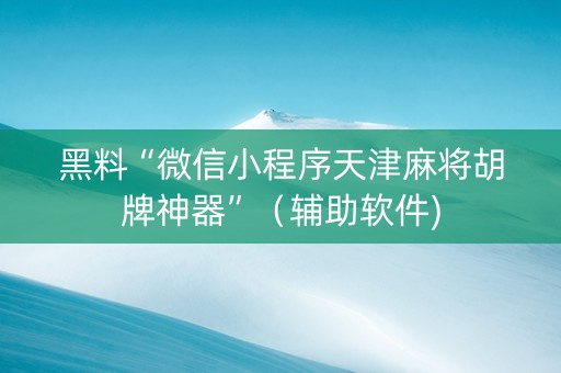 黑料“微信小程序天津麻将胡牌神器”（辅助软件)