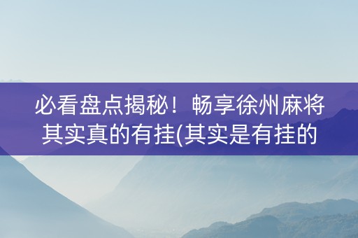 必看盘点揭秘！畅享徐州麻将其实真的有挂(其实是有挂的)