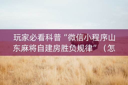 玩家必看科普“微信小程序山东麻将自建房胜负规律”（怎么增加胜率)