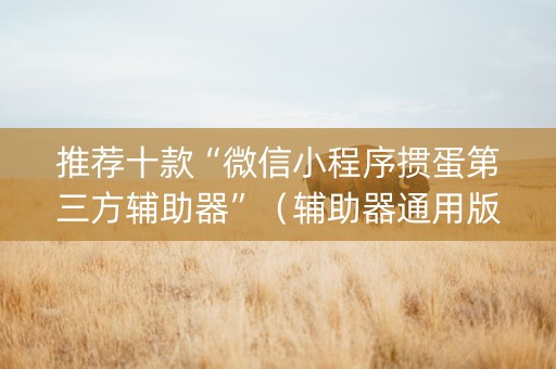 推荐十款“微信小程序掼蛋第三方辅助器”（辅助器通用版)