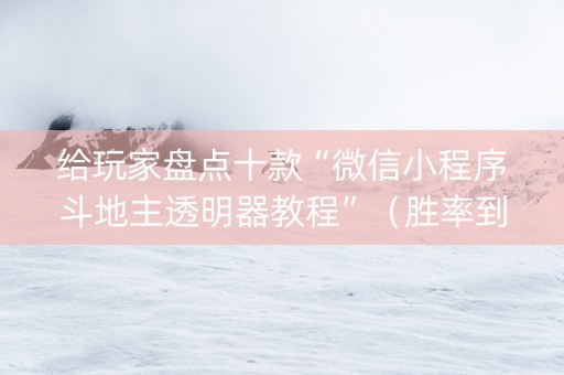 给玩家盘点十款“微信小程序斗地主透明器教程”（胜率到哪调)