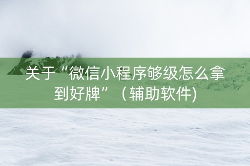 关于“微信小程序够级怎么拿到好牌”（辅助软件)