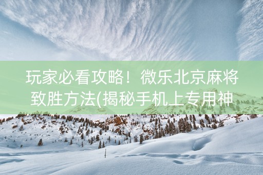 玩家必看攻略！微乐北京麻将致胜方法(揭秘手机上专用神器)