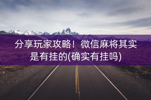 分享玩家攻略！微信麻将其实是有挂的(确实有挂吗)