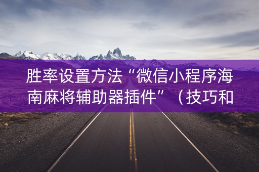 胜率设置方法“微信小程序海南麻将辅助器插件”（技巧和打好牌方法)