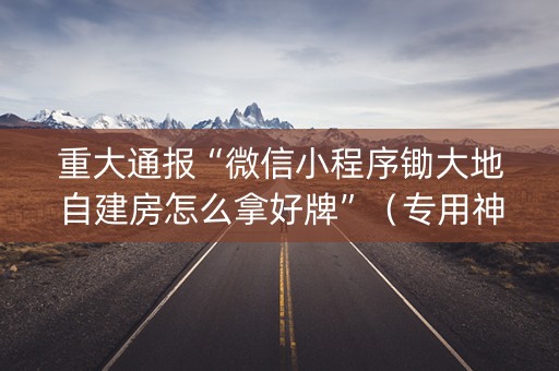 重大通报“微信小程序锄大地自建房怎么拿好牌”（专用神器下载)