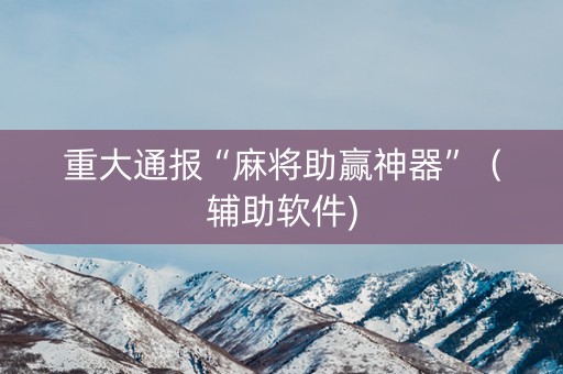 重大通报“麻将助赢神器”（辅助软件)