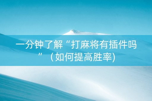一分钟了解“打麻将有插件吗”（如何提高胜率)