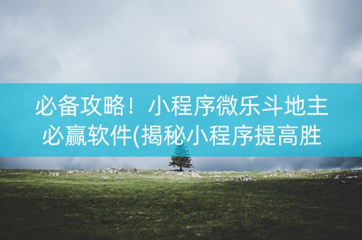 必备攻略！小程序微乐斗地主必赢软件(揭秘小程序提高胜率)
