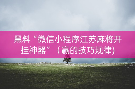 黑料“微信小程序江苏麻将开挂神器”（赢的技巧规律)