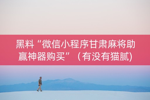 黑料“微信小程序甘肃麻将助赢神器购买”（有没有猫腻)