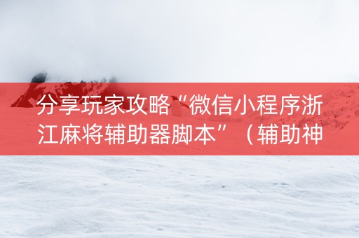 分享玩家攻略“微信小程序浙江麻将辅助器脚本”（辅助神器免费)