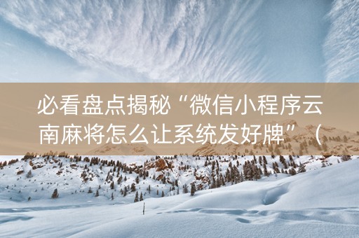必看盘点揭秘“微信小程序云南麻将怎么让系统发好牌”（软挂神器)