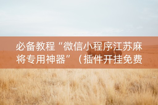 必备教程“微信小程序江苏麻将专用神器”（插件开挂免费AI)