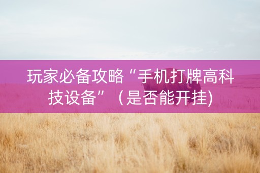 玩家必备攻略“手机打牌高科技设备”（是否能开挂)