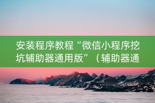 安装程序教程“微信小程序挖坑辅助器通用版”（辅助器通用版)