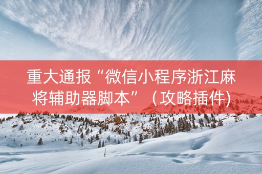 重大通报“微信小程序浙江麻将辅助器脚本”（攻略插件)