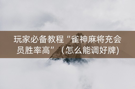 玩家必备教程“雀神麻将充会员胜率高”（怎么能调好牌)