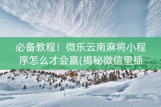 必备教程！微乐云南麻将小程序怎么才会赢(揭秘微信里插件购买)