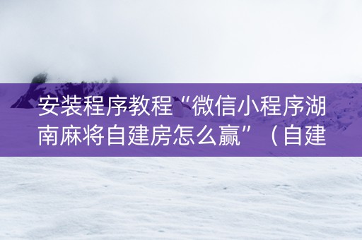安装程序教程“微信小程序湖南麻将自建房怎么赢”（自建房怎么赢)