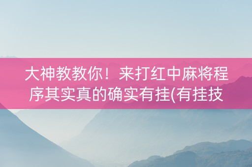 大神教教你！来打红中麻将程序其实真的确实有挂(有挂技巧辅助器)