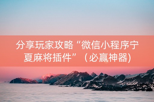 分享玩家攻略“微信小程序宁夏麻将插件”（必赢神器)