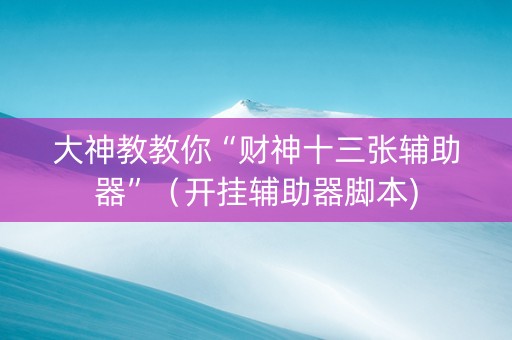 大神教教你“财神十三张辅助器”（开挂辅助器脚本)