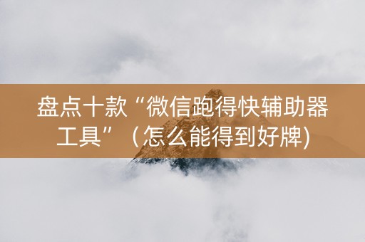 盘点十款“微信跑得快辅助器工具”（怎么能得到好牌)