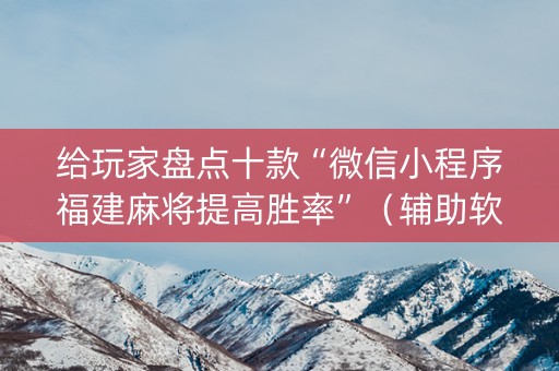 给玩家盘点十款“微信小程序福建麻将提高胜率”（辅助软件)