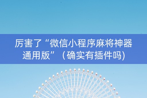 厉害了“微信小程序麻将神器通用版”（确实有插件吗)