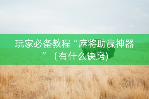 玩家必备教程“麻将助赢神器”（有什么诀窍)