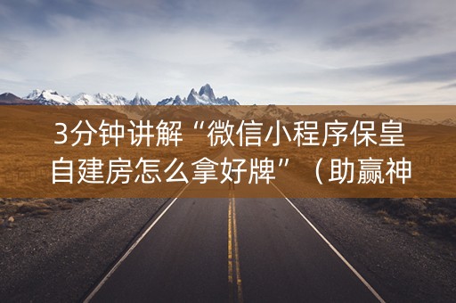 3分钟讲解“微信小程序保皇自建房怎么拿好牌”（助赢神器)