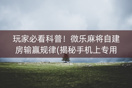 玩家必看科普！微乐麻将自建房输赢规律(揭秘手机上专用神器下载)