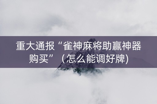 重大通报“雀神麻将助赢神器购买”（怎么能调好牌)