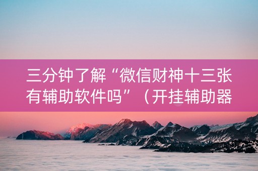 三分钟了解“微信财神十三张有辅助软件吗”（开挂辅助器插件)