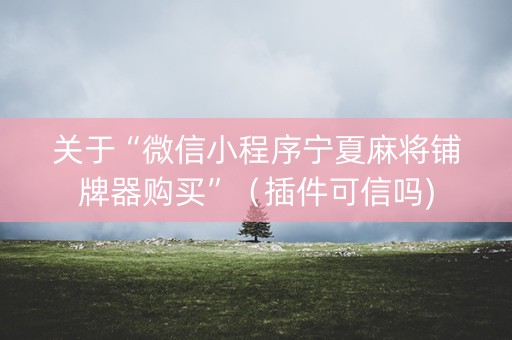 关于“微信小程序宁夏麻将铺牌器购买”（插件可信吗)