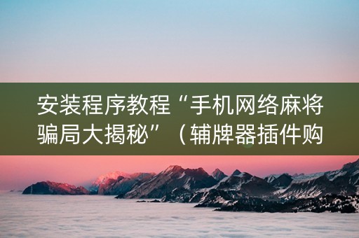 安装程序教程“手机网络麻将骗局大揭秘”（辅牌器插件购买)